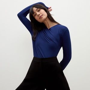 MM Lafleur Navy Blue Octavia Wrap Top